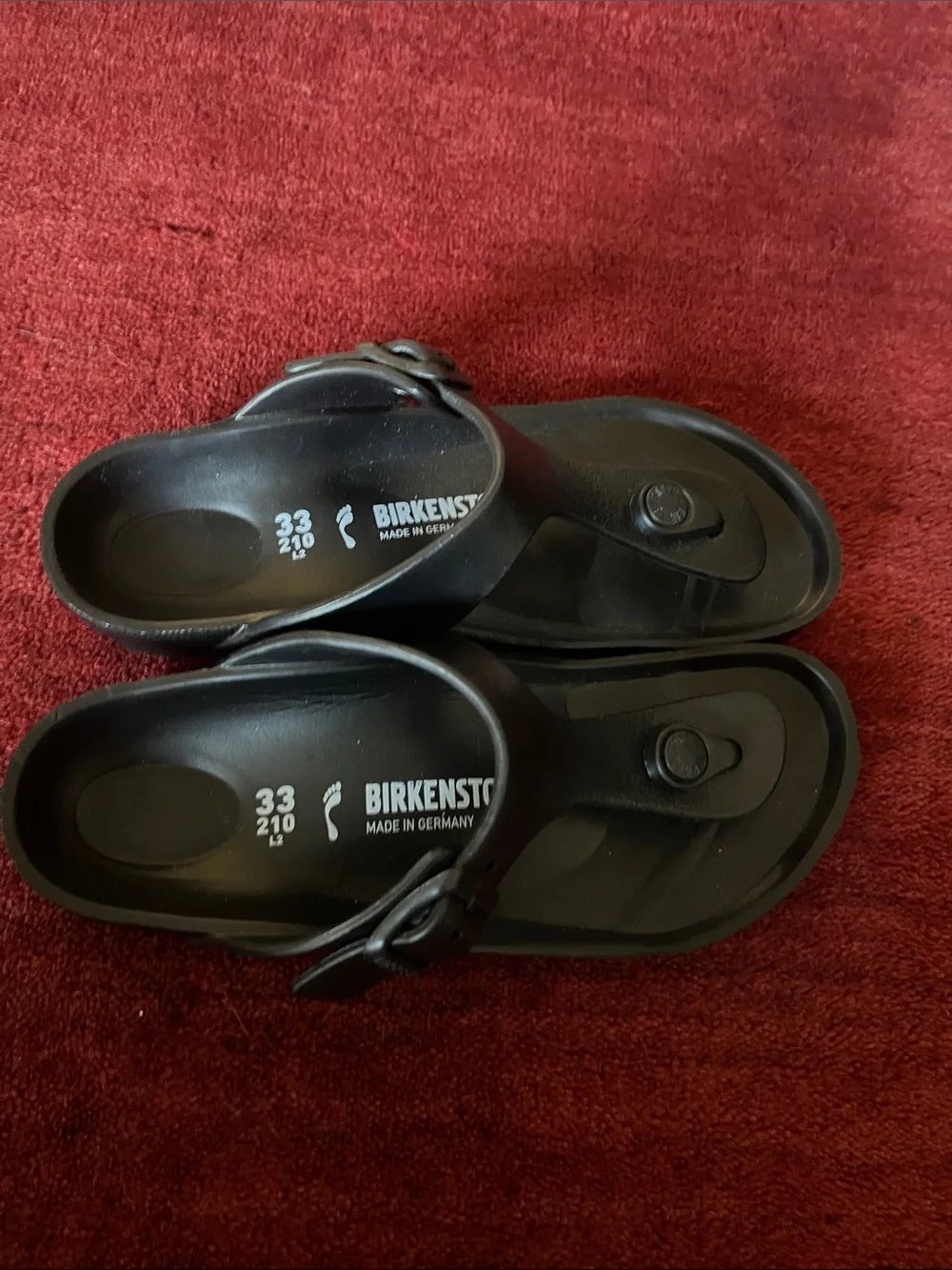 Birkenstock Kids Black EVA Thong Sandals with Adjustable Strap